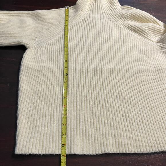 Talulah Cream Ribbed Turtleneck Sweater Bell Sleeve Size L Cozy Winter Knit - Picture 5 of 7